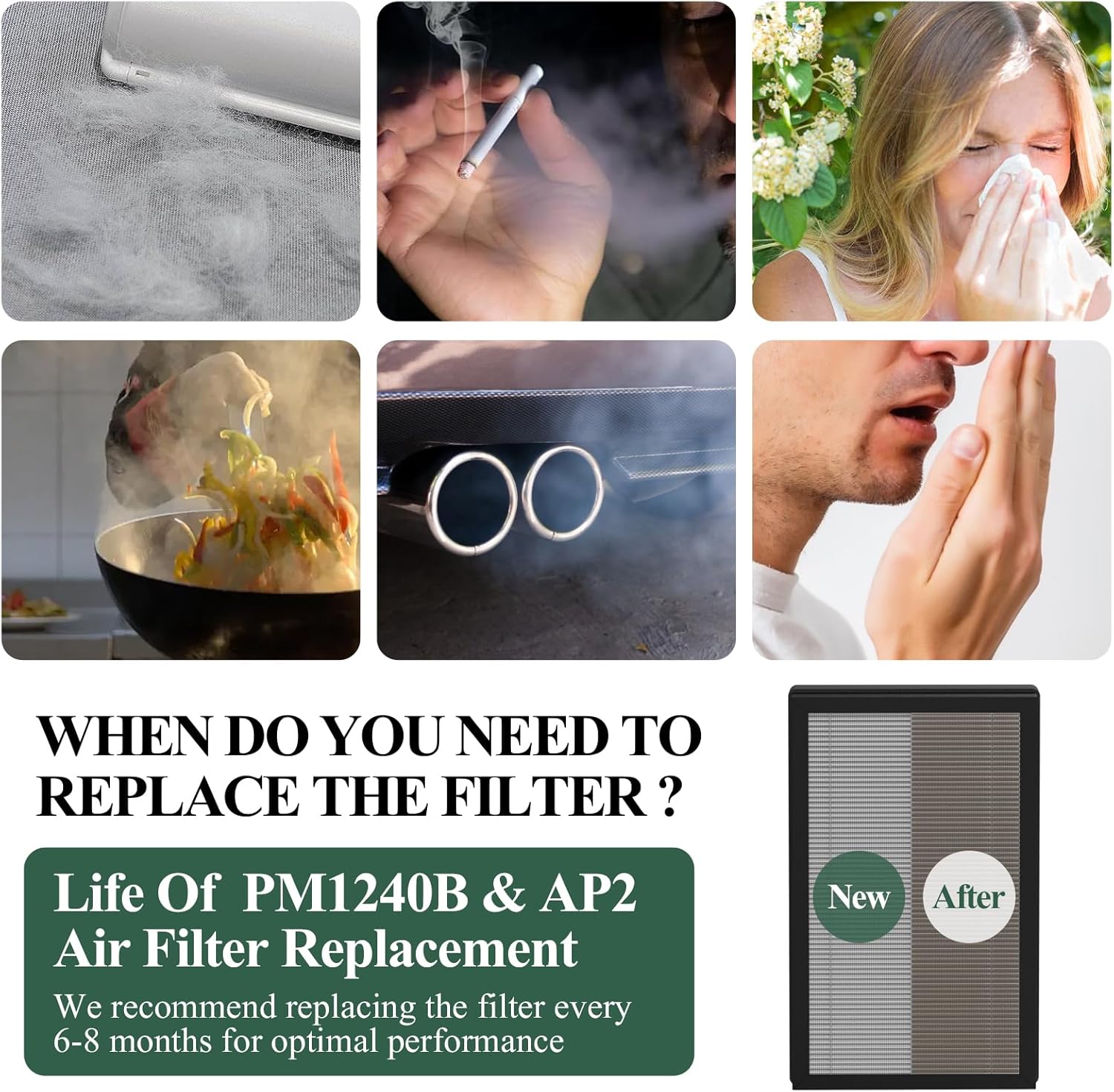 AP2 Replacement Filter Compatible with Airversa AP2 Purelle and Priestley PM1240B Air Purifier, 3-in-1 H13 True HEPA Filter with Activated Carbon, 4 Pack