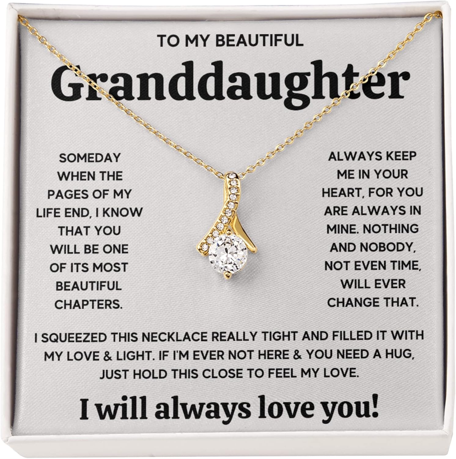 To My Granddaughter from Grandma | Birthday, Graduation, Christmas Jewelry Gift from Grandparents | Charm Necklace with Message Card and Gift Box