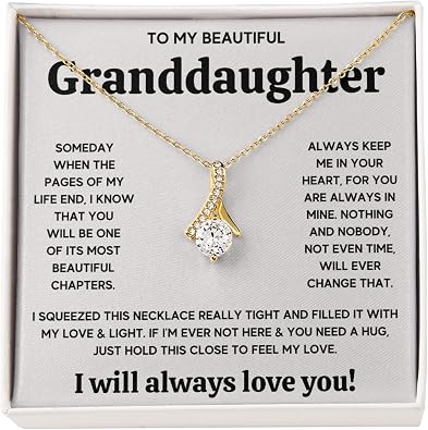 To My Granddaughter from Grandma | Birthday, Graduation, Christmas Jewelry Gift from Grandparents | Charm Necklace with Message Card and Gift Box