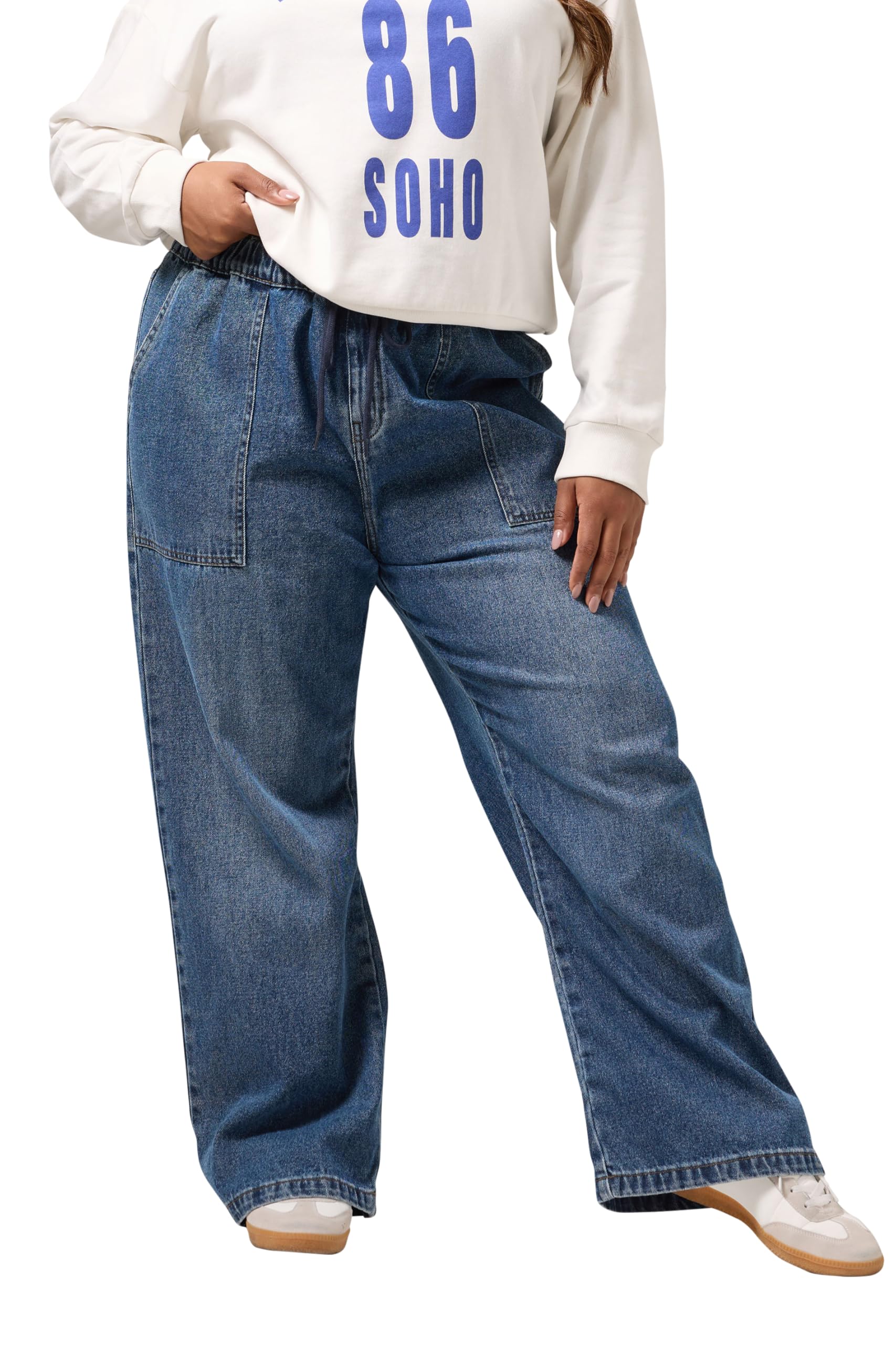 Yours Women's Blue Tie Detail Denim Jeans In | : Size 20