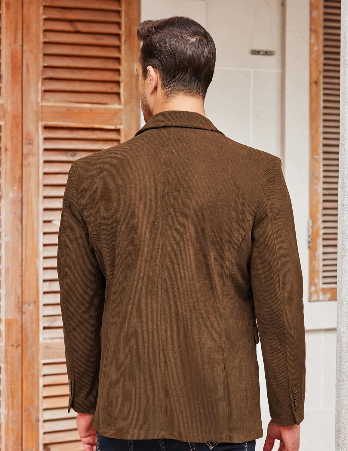 COOFADNY Men's Casual Corduroy Blazer Classic Fit Two Button Sport Coat Fashion Notch Lapel Blazer Jacket - Image 3