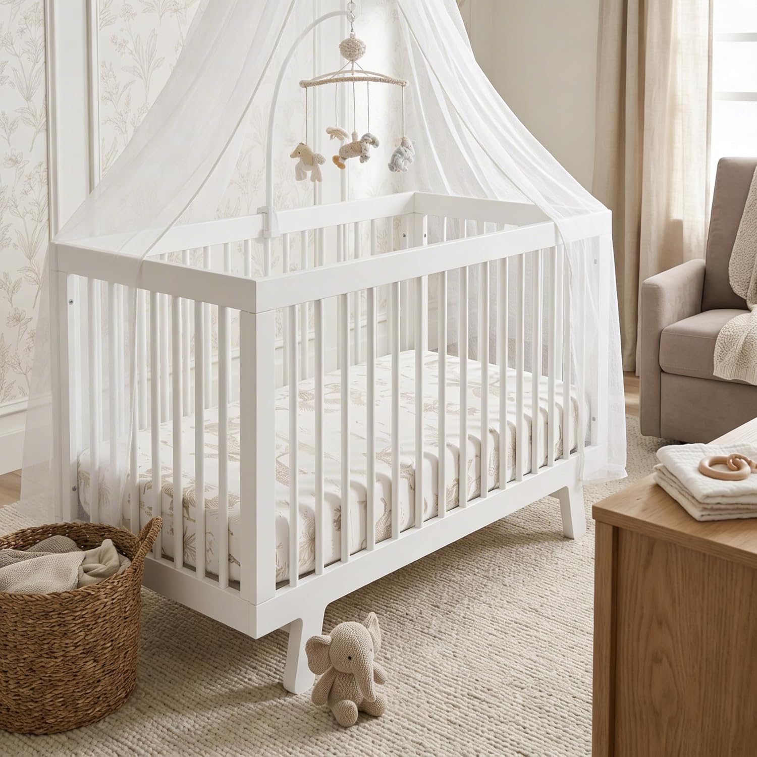 Makemake Organics GOTS Certified Organic Cotton Fitted Crib Sheet Soft Breathable (28″x52″, Safari)