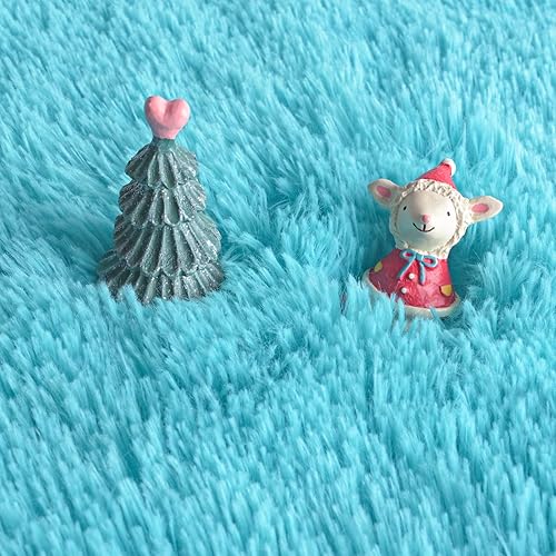 Miniatura 3 de Gifeas Alfombra redonda azul para dormitorio de niñas, alfombra circular esponjosa de 4 x 4 pies para decoración de habitación de niños, alfombra