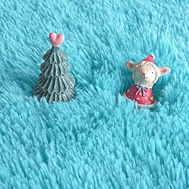 Gifeas Blue Round Rug for Girls Bedroom, Fluffy Circle Carpet 4\'X4\' for Kids Room Decor Shaggy Circular Rug for Baby Nursery Dorm Upgrade Fuzzy Plush Rug for Living room Cute Room Decor for Teens Baby