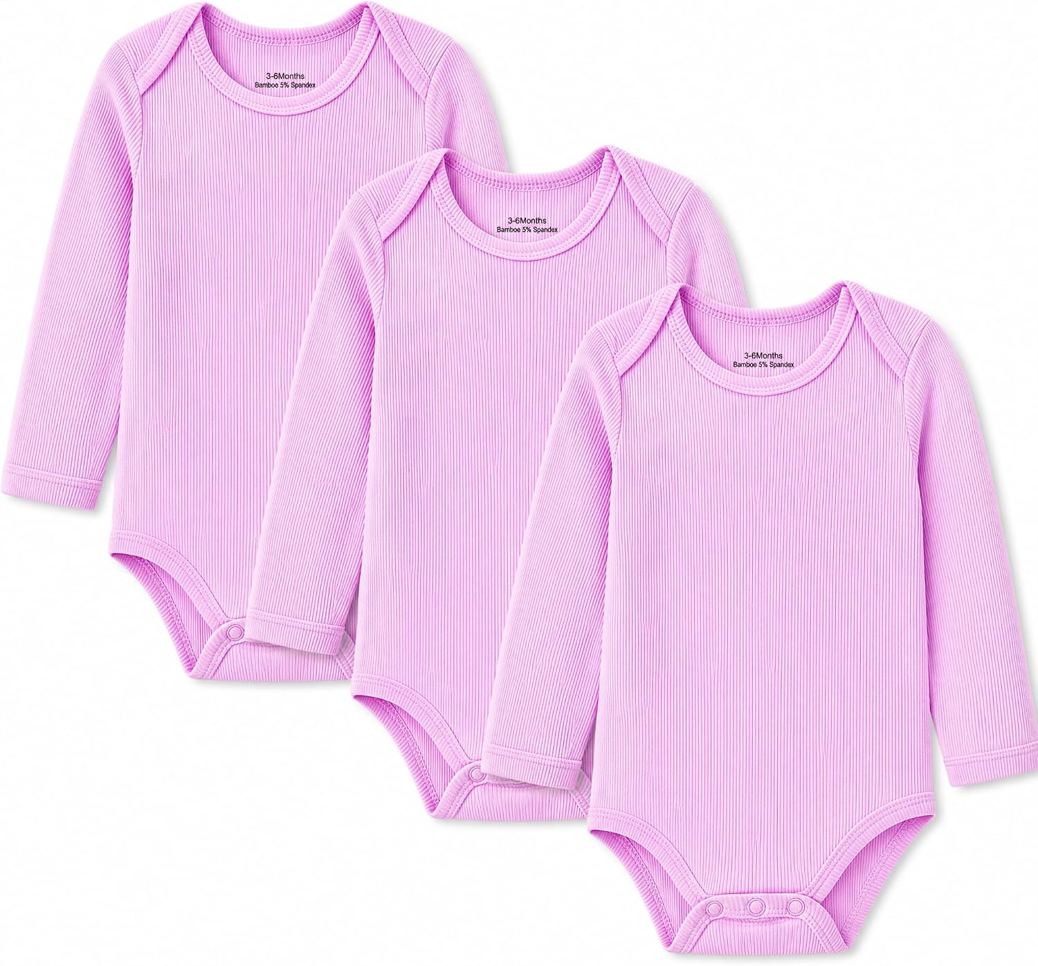NMK 3-Pack Baby Bodysuits Rayon From Bamboo Short & Long Sleeve Solid Color