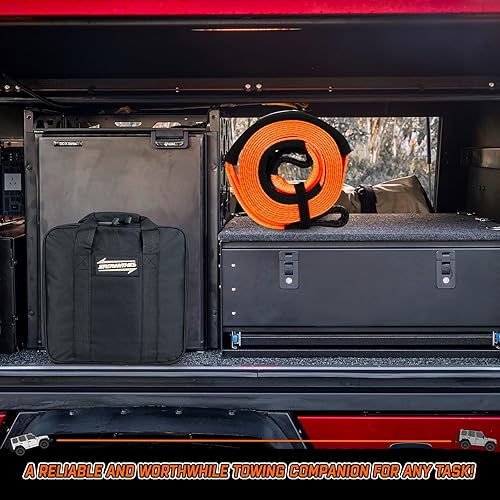 Miniatura 2 de Correa de remolque Cuerda de remolque de 3 pulgadas x 20 pies Correa de recuperación (naranja) Probada 35,000 libras resistencia a la rotura de