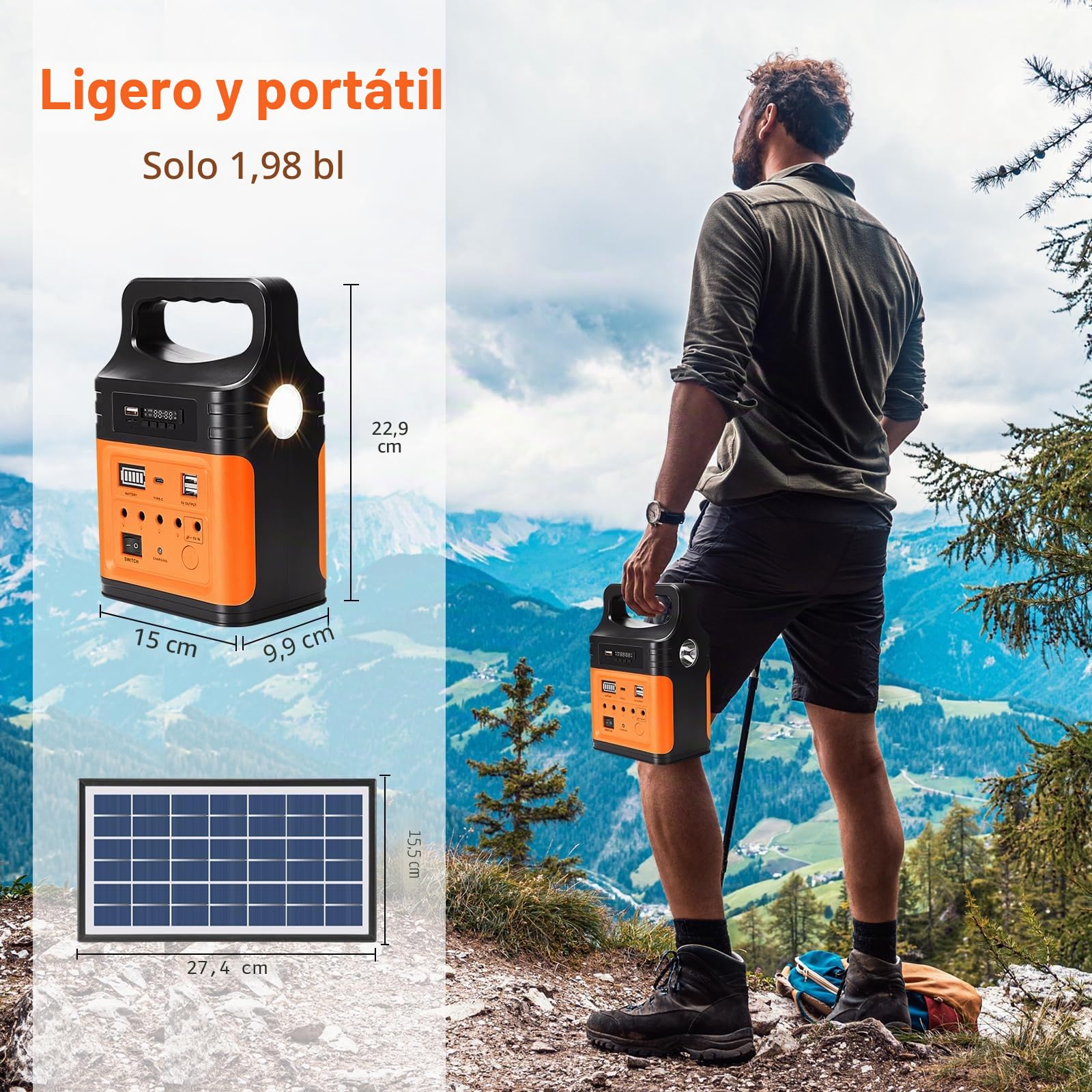 Upgrade-vclpower - Estación de banco de energía de 20000 mAh CC con paneles solares, salida de 12 V/9 V, estación de energía portátil de carga rápida para el hogar, emergencia, campamento al aire