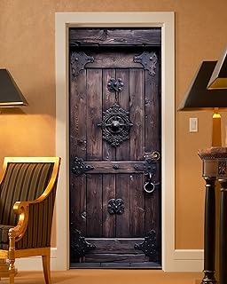 FLFK Door Mural Decal - Door Sticker Peel and Stick, Removable Self-Adhesive Wooden Door Wallpaper for Home Decor, 30.3 "W x 78.7 "L, Set of 2 Sheets