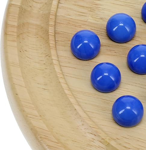 Miniatura 6 de WE Games Juego de solitario de mármol de madera maciza, juego de canicas de vidrio azul, juego de mesa de mármol, juegos de madera, juegos de mesa,