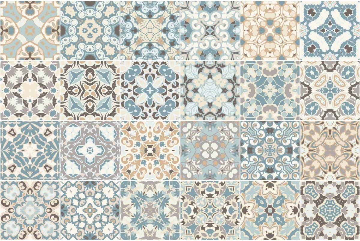 Ambiance-Live 24 Adhesive Tile Adhesives Tile Stickers | Sticker – Wall Tiles Bathroom and Kitchen Mosaic Tiles | Authentic Design – 10 x 10 cm, 24 Pieces