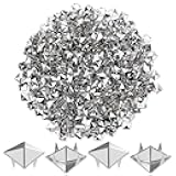 1200 Pieces 10 mm Silver Pyramid Studs for Clothing,Four-jaw Square Metal Studs with Awl for Clothing Bag Leather Shoes Jewelry DIY Craft