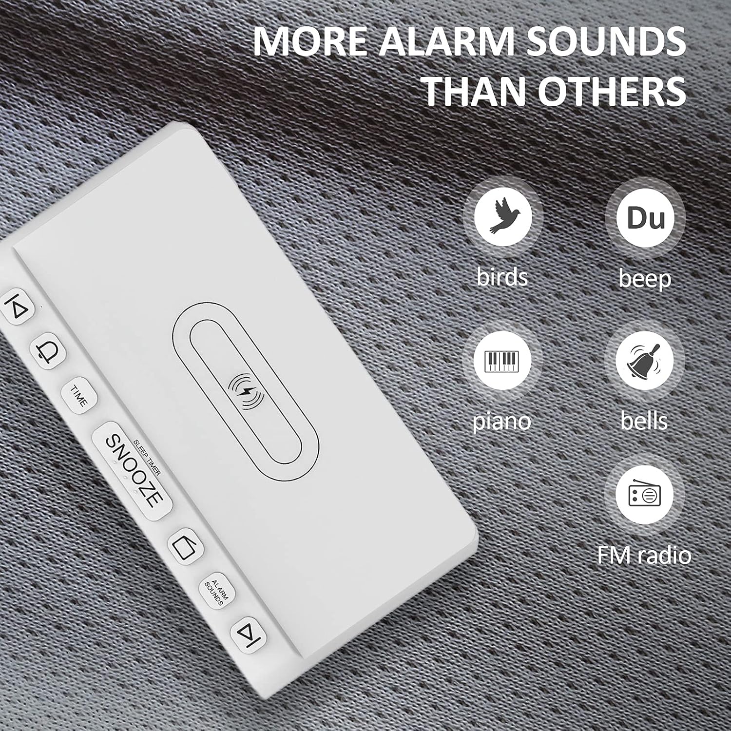 HOUSBAY Digital Alarm Clock FM Radio- Fast Wireless Charging Station | 0-100% Dimmable LED Display | USB Charger | Adjustable Volume | 5 Wake up Sounds| Easy to Set for Bedrooms