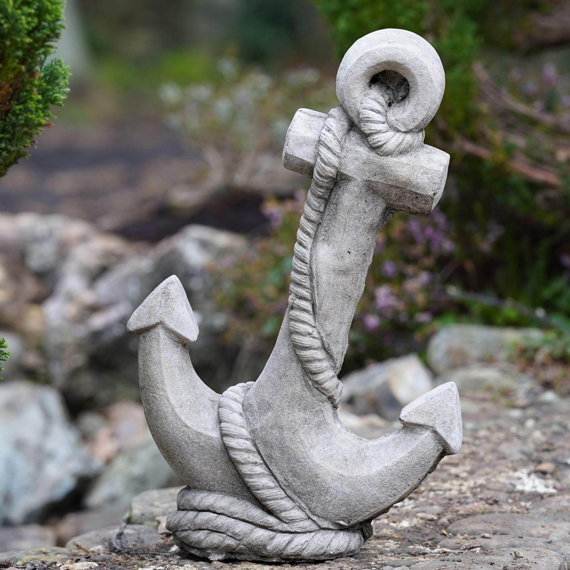 Burgess Home & Garden Grey Large Stone Anchor Garden Statue | Reconstituted Stone Nautical Ornament | Frost-Proof Weatherproof Outdoor Sculpture | Coastal Garden Décor | Antique Finish | 50Cm H X 31Cm W