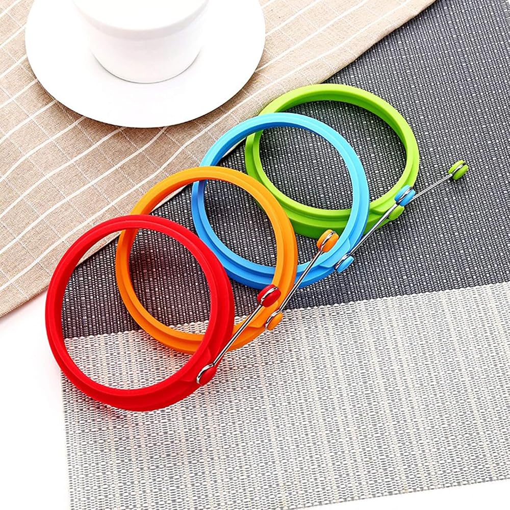 Food-Grade Silicone Egg Rings, 4-Pack Multicolor