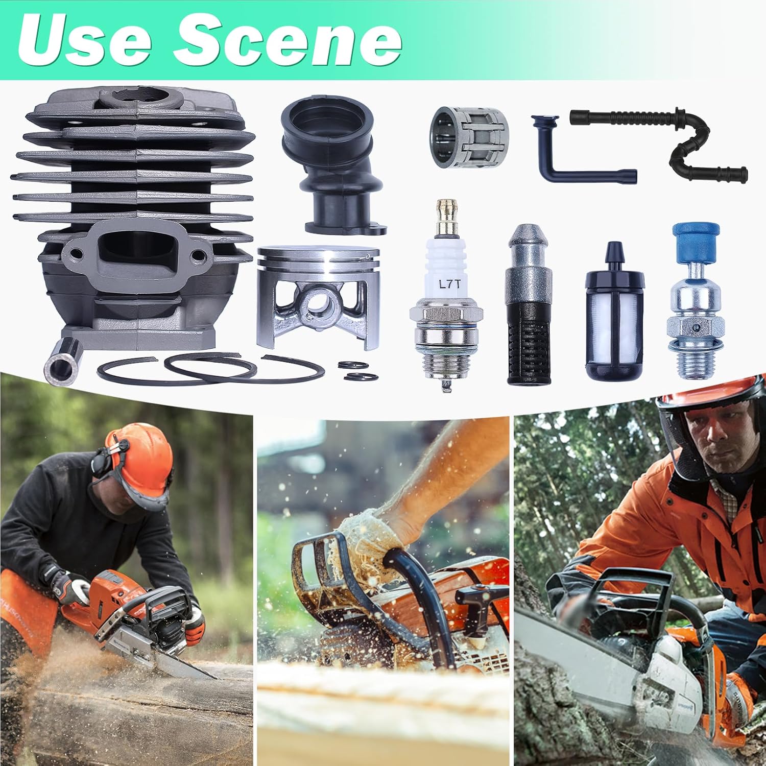 Adefol 48mm Cylinder Piston Kit for STIHL 036 034 MS360 MS340 MS 340 360 Chainsaw Engine Motor Parts #11250201206 with Fuel Oil Filter Line Bearing