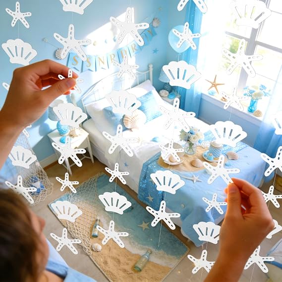 Seashells Banner Coastal Beach Bachelorette Party Decorations