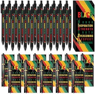 30 Sets Juneteenth Gifts Black History Pens Inspirational Retractable Ballpoint Pen Accessories Bookmarks Party Favors for African Black Freedom Day Parties