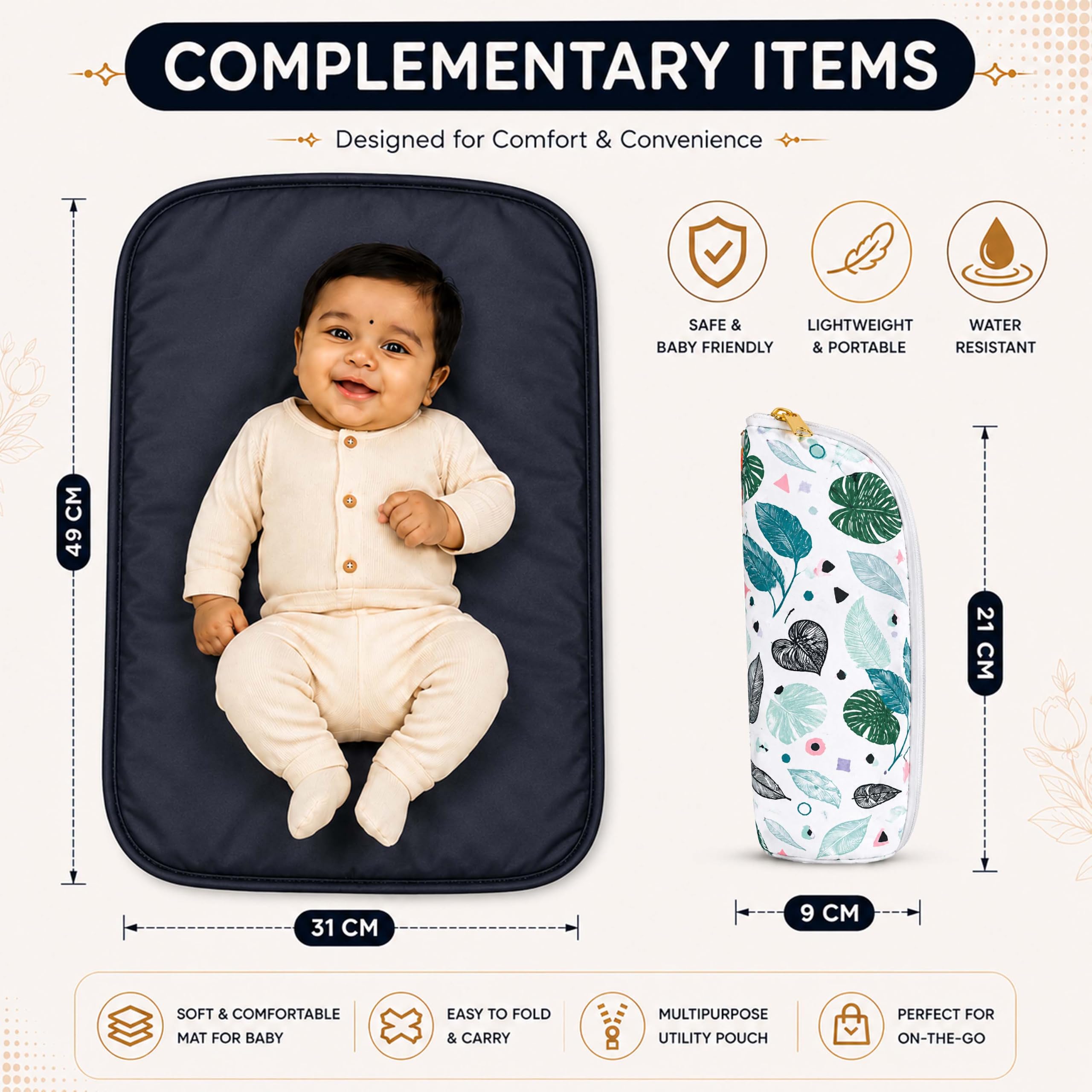 Motherly WOW Tote Diaper Bag for Mothers for Travel, Maternity Bag for Newborn Baby, Multiple Pocket Water Resistant Baby Bag (Green Leaf) 1