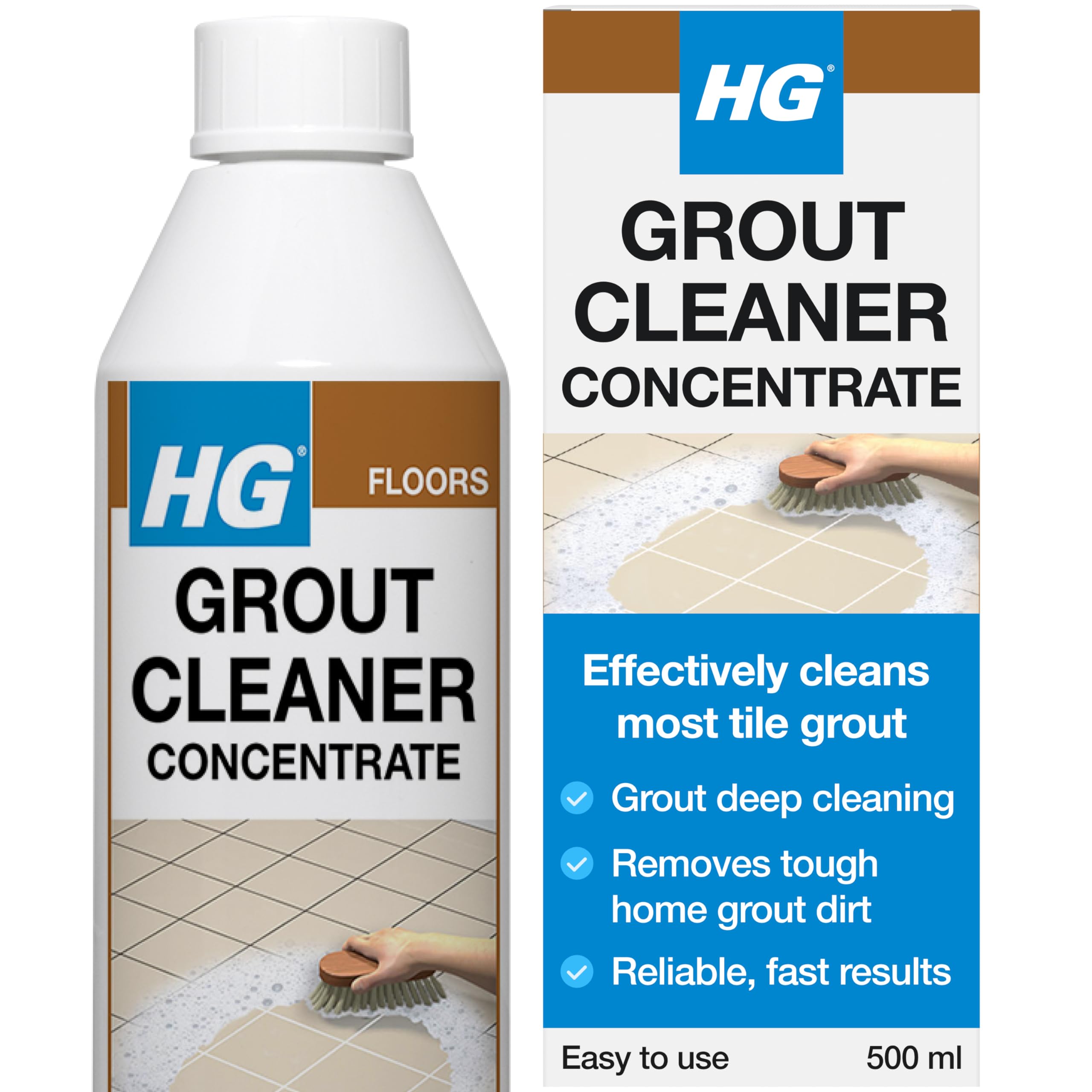 HG Grout Cleaner – Concentrated Tile Grout Cleaner for Floors, Walls & Bathrooms, Deep Cleaning & Colour Restoring Formula - 500ml