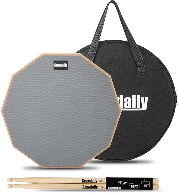 Pad de práctica para batería de 12 pulgadas con palillos y bolsa miniatura 8