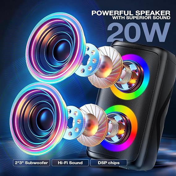 Karaoke Machine for Adults: Portable Bluetooth Speaker with 2 Wireless Karaoke Microphones with LED Lights Birthday Gifts for Party Family Home System Packages Support TWS/TF/USB/AUX