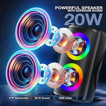Karaoke Machine for Adults: Portable Bluetooth Speaker with 2 Wireless Karaoke Microphones with LED Lights Birthday Gifts for Party Family Home System Packages Support TWS/TF/USB/AUX
