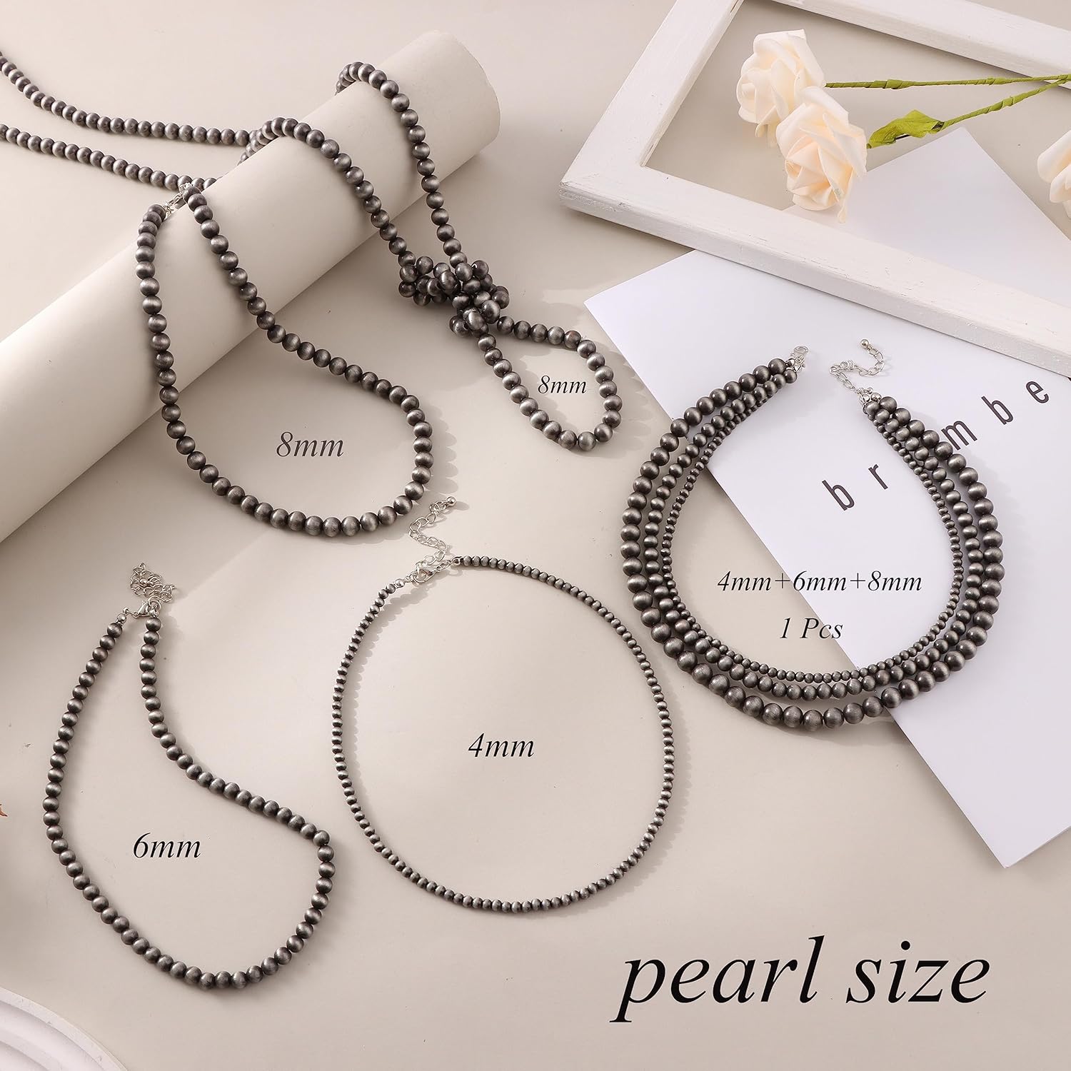 5Pcs Western Jewelry Navajo Pearl Necklace for Women Western Country Beaded Necklace Boho Vintage Choker Jewelry Gifts - Image 5