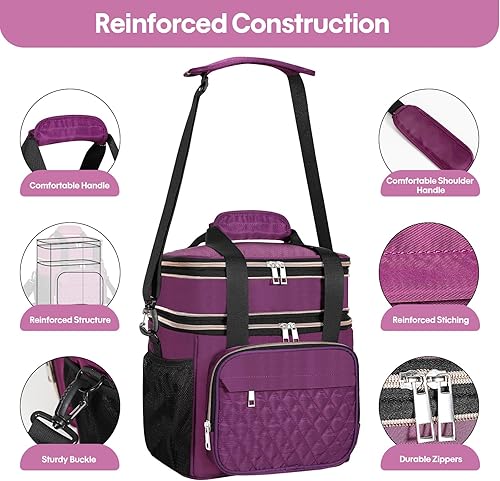 Miniatura 4 de Lonchera con aislamiento expandible, de doble cubierta, ligera, grande, a prueba de fugas, para mujeres, adultos, trabajo, picnic al aire libre,