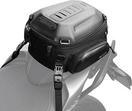 Miniatura 8 de Rhinowalk Bolsa trasera de motocicleta expandible de carcasa rígida para motocicleta, equipaje de viaje de 12L-18L, resistente al agua para todo