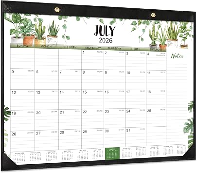 Desk Calendar 2026-2027 - Large Desk Calendar 2026-2027 22x17, Jul. 2026 - Dec. 2027, 26-27 Large Calendar, 18 Months, Corner Protectors - Plants