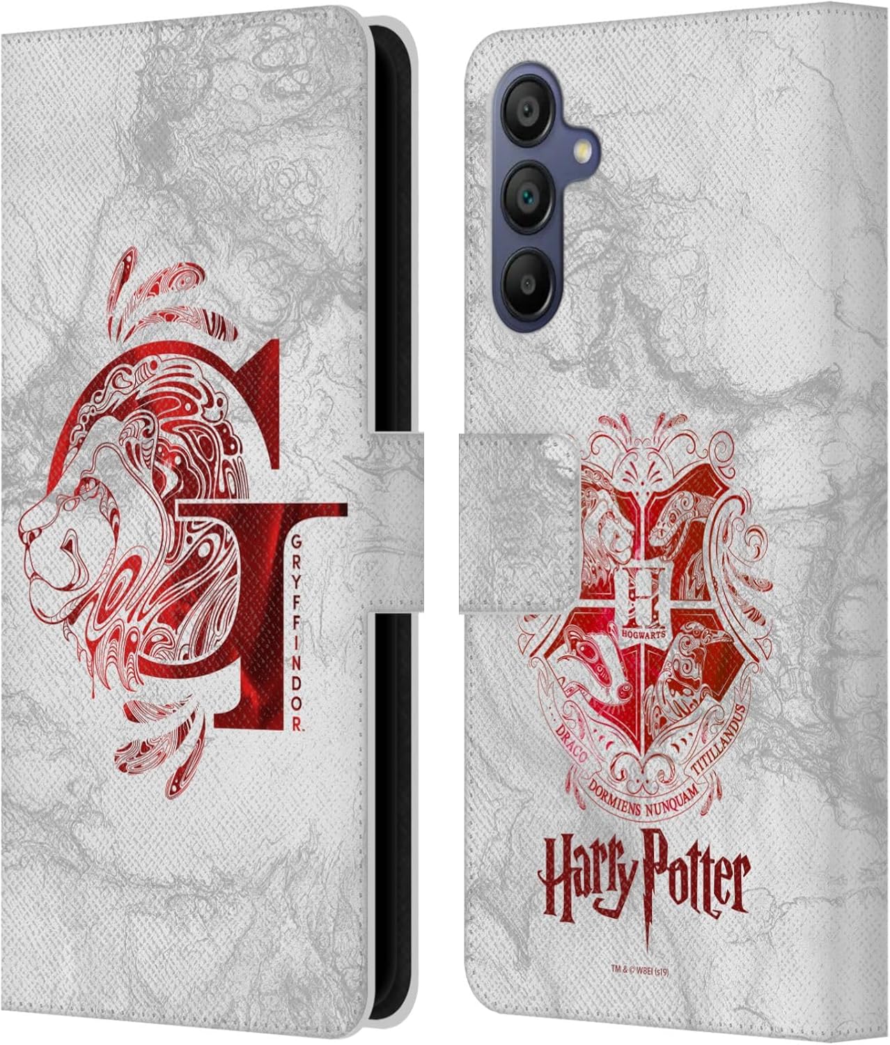 Head Case Designs Officially Licensed Harry Potter Gryffindor Aguamenti Deathly Hallows IX Leather Wallet Case Compatible with Samsung Galaxy A15