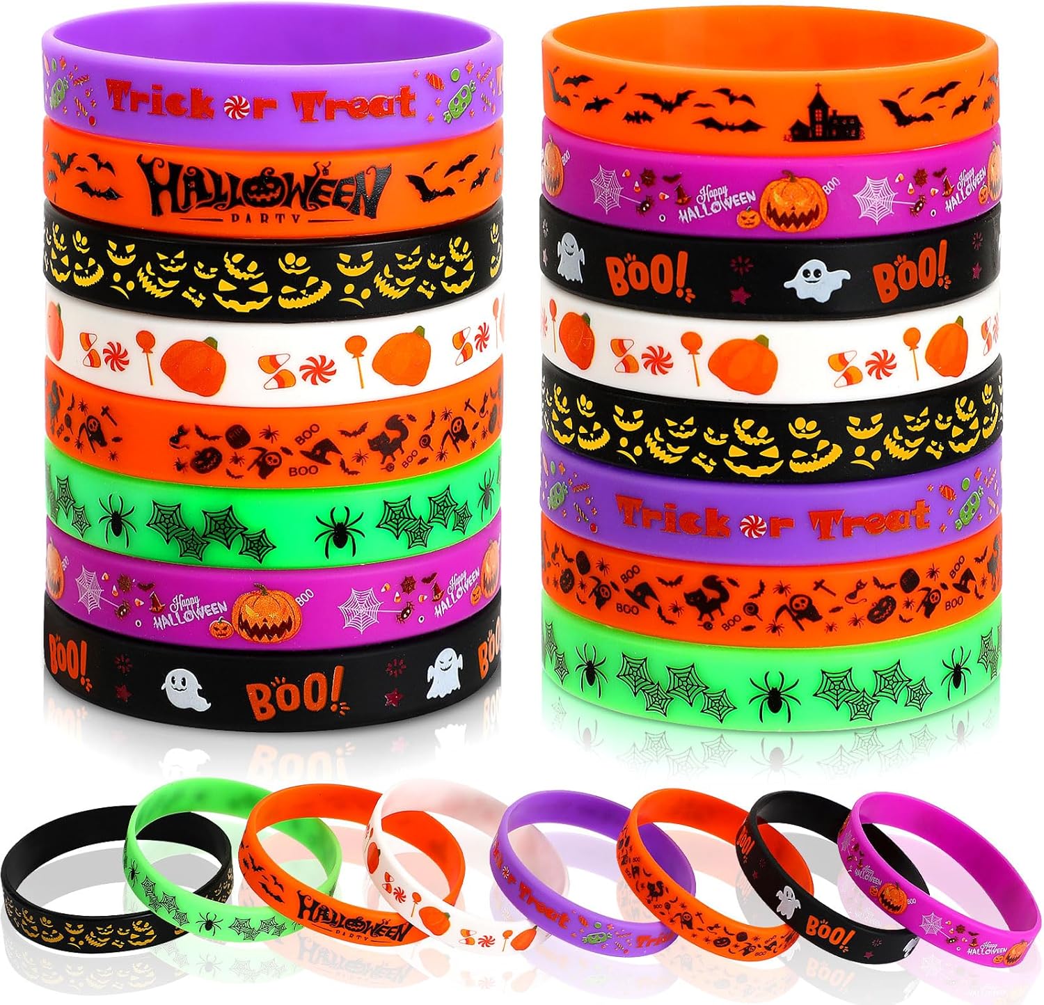 JUNEBRUSHS 24Pcs Kindergarten Preschool Silicone Rubber Wristbands Bracelets for Class of Graduation Kindergarten Preschool Party Favors Accessories (8 Designs)