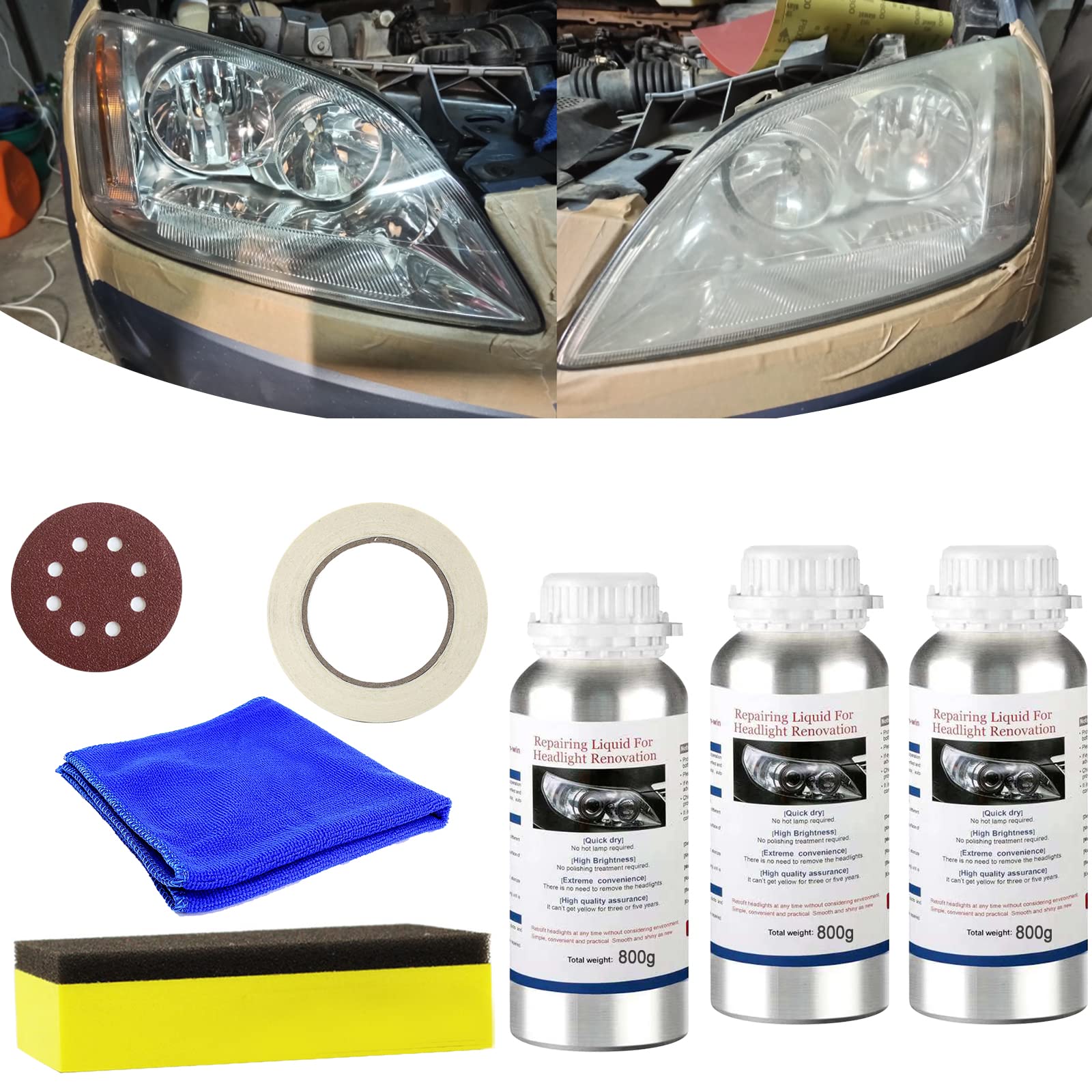 Buy Takeberny Headlight Restoration Kit Headlight Repair Fluid 2