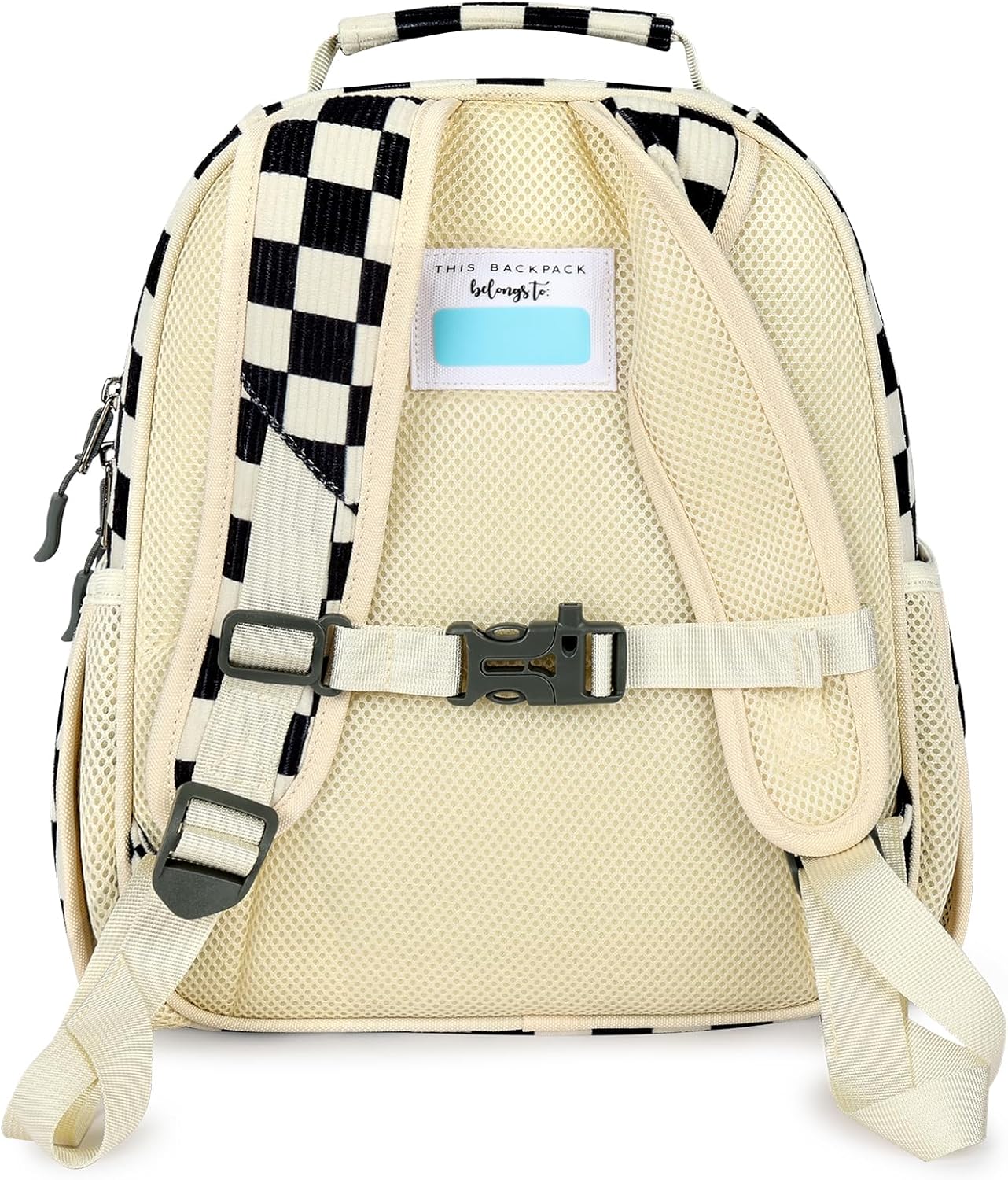 mibasies Corduroy Toddler Backpack for Boys 2-4: Little Kids Backpacks for Preschool Prek Daycare - Cute 12 Inch Bookbag - Black Checkered