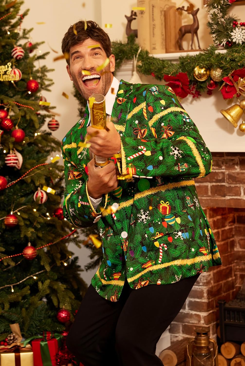 Arvilhill Men's Christmas Blazer with Tie - Ugly X-Mas Festive Jacket - Christmas Theme Party Suit for Men (S-XXL) - Image 8