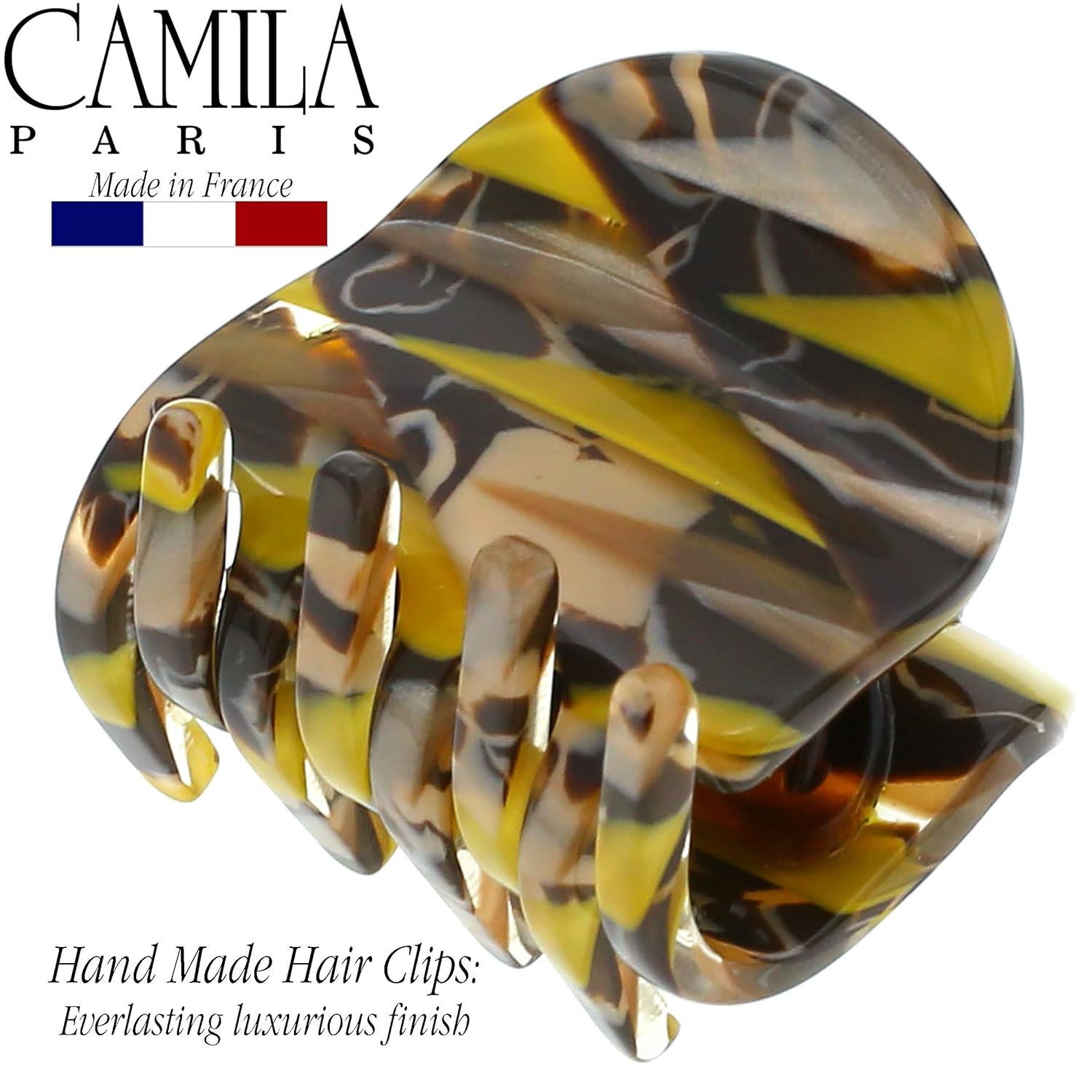 Camila Paris CP3273 French Hair Clip for Women, Small Handmade Mustard, Girls Hair Claw Clips Jaw Fashion Durable and Styling Hair Accessories for Women, Strong Hold No Slip Grip, Made in France