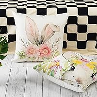 Vista 2 de ONWAY Fundas de almohada de conejo de Pascua de 18 x 18 pulgadas, juego de 2 fundas de almohada decorativas de conejo de primavera de temporada