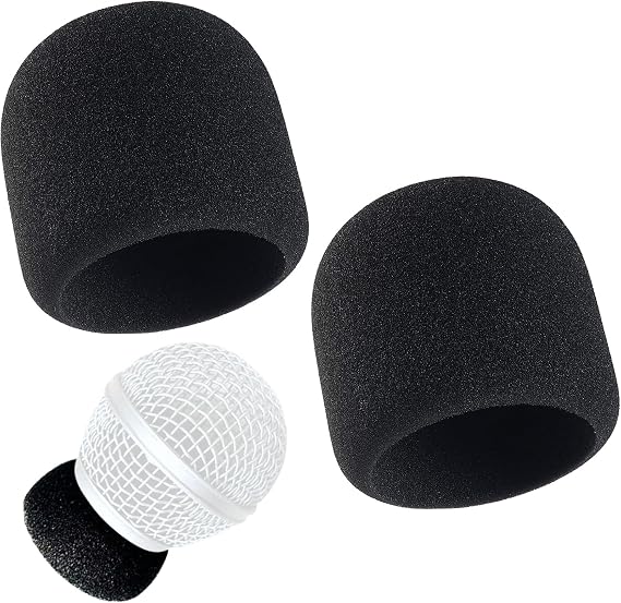 Microphone Capsule Inside Windscreen Foam Replacement for Beta58 SM58 and Universal Mic Handheld Head Grille Interior Replacement, 2 Pack Black