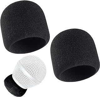Microphone Capsule Inside Windscreen Foam Replacement for Beta58 SM58 and Universal Mic Handheld Head Grille Interior Replacement, 2 Pack Black