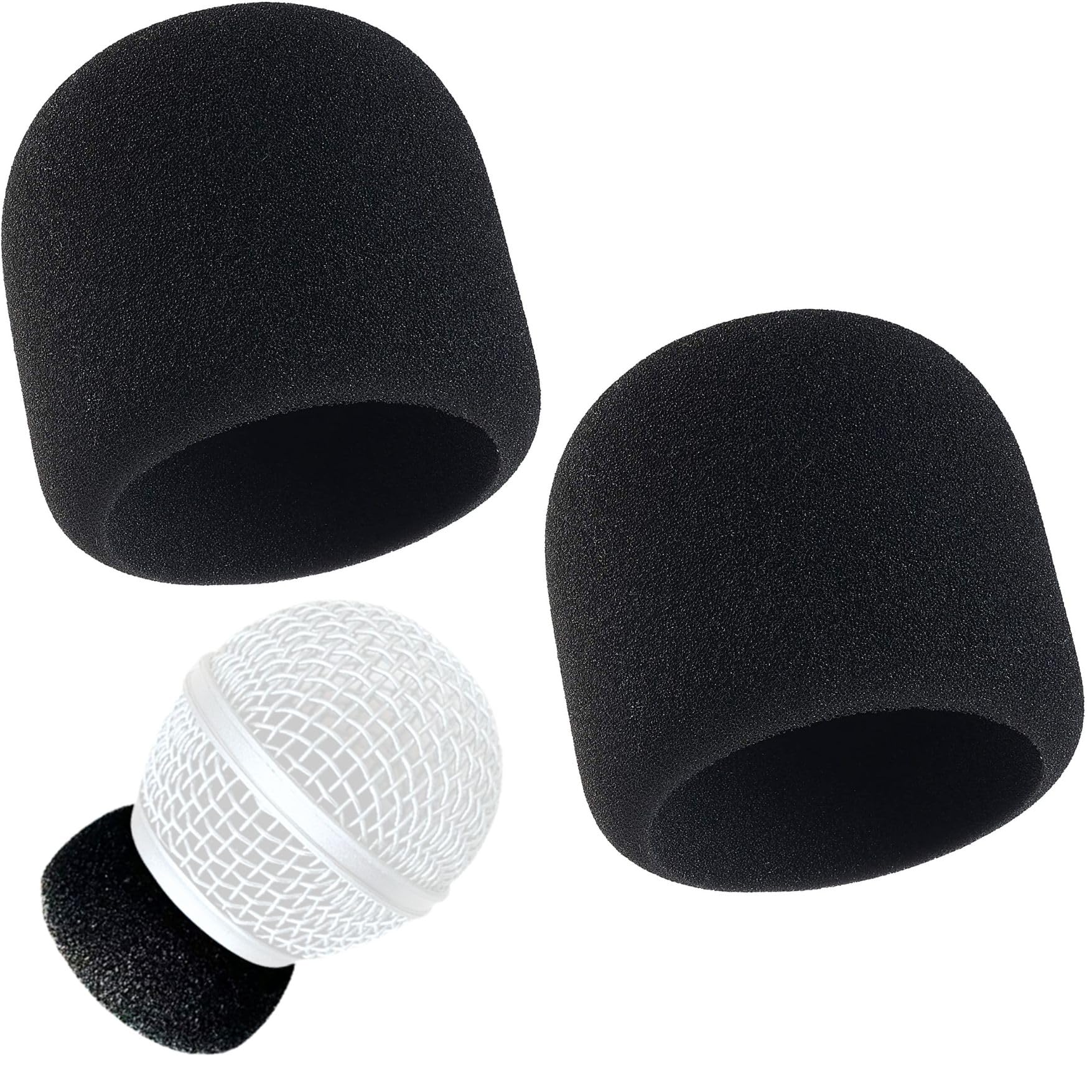 Microphone Capsule Inside Windscreen Foam Replacement for Beta58 SM58 and Universal Mic Handheld Head Grille Interior Replacement, 2 Pack Black