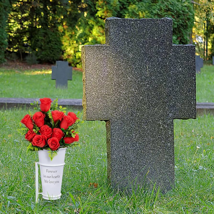Amazon.com: Metal Cemetery Vase Flower Holder with Spikes in