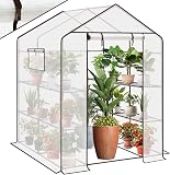 Sekey Film de Serre XXL 200 x 145 x 145 cm - Serre de Culture de tomates avec 10 étagères - Serre de Jardin Stable avec Housse en polyéthylène - Résistant à l'hiver - Blanc - 1