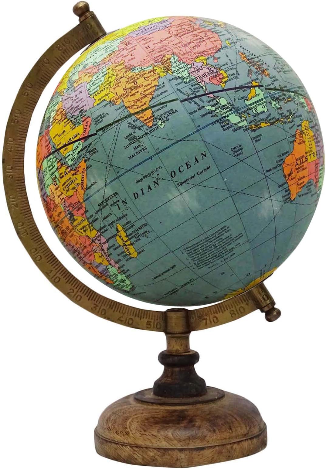 13 Decorative Blue Ocean Rotating Globe World Geography Table Decor Earth