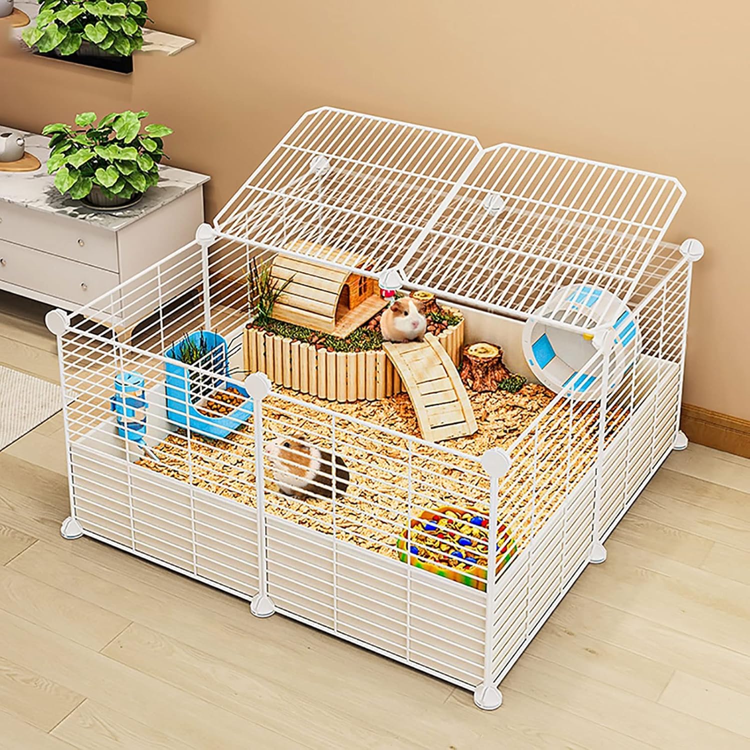 White Small Animal Cage for Guinea Pigs, Rabbits, Rats, Cats, and Puppies - Portable Playpen & Pet Fence for Hamsters, Turtles(Black,72x37x37cm)