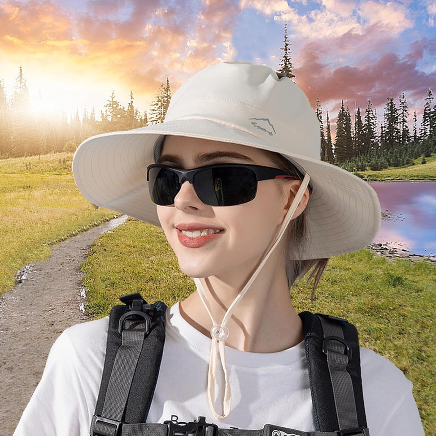 Sun Hats for Women with Ponytail Hole, Wide Brim UV Protection Beach Hats for Women Packable - Image 7