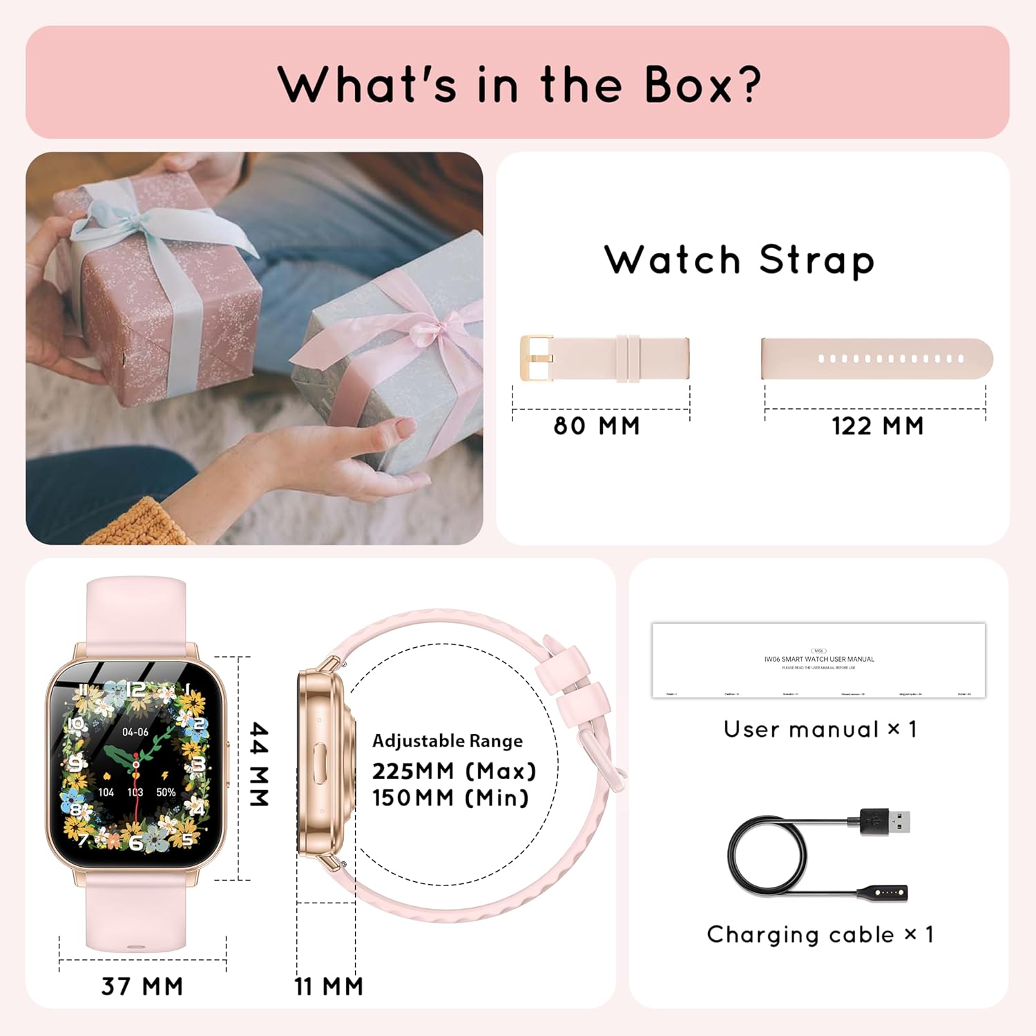 Smart Watch for Women Men, 1.85" HD 30-Day Long Battery Smartwatch, Compatible Android iOS Phones with Fitness Tracker/Heart Rate/Sleep Monitor/120+ Sports Modes IP68 Waterproof, 1000 mAh Gold