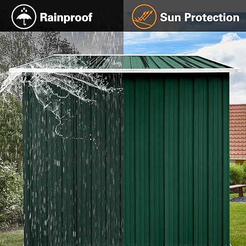 Miniatura 6 de Cobertizo de almacenamiento de 6 x 8 pies, cobertizo de almacenamiento de metal para jardín, cobertizos de 6 x 8 pulgadas y almacenamiento al aire