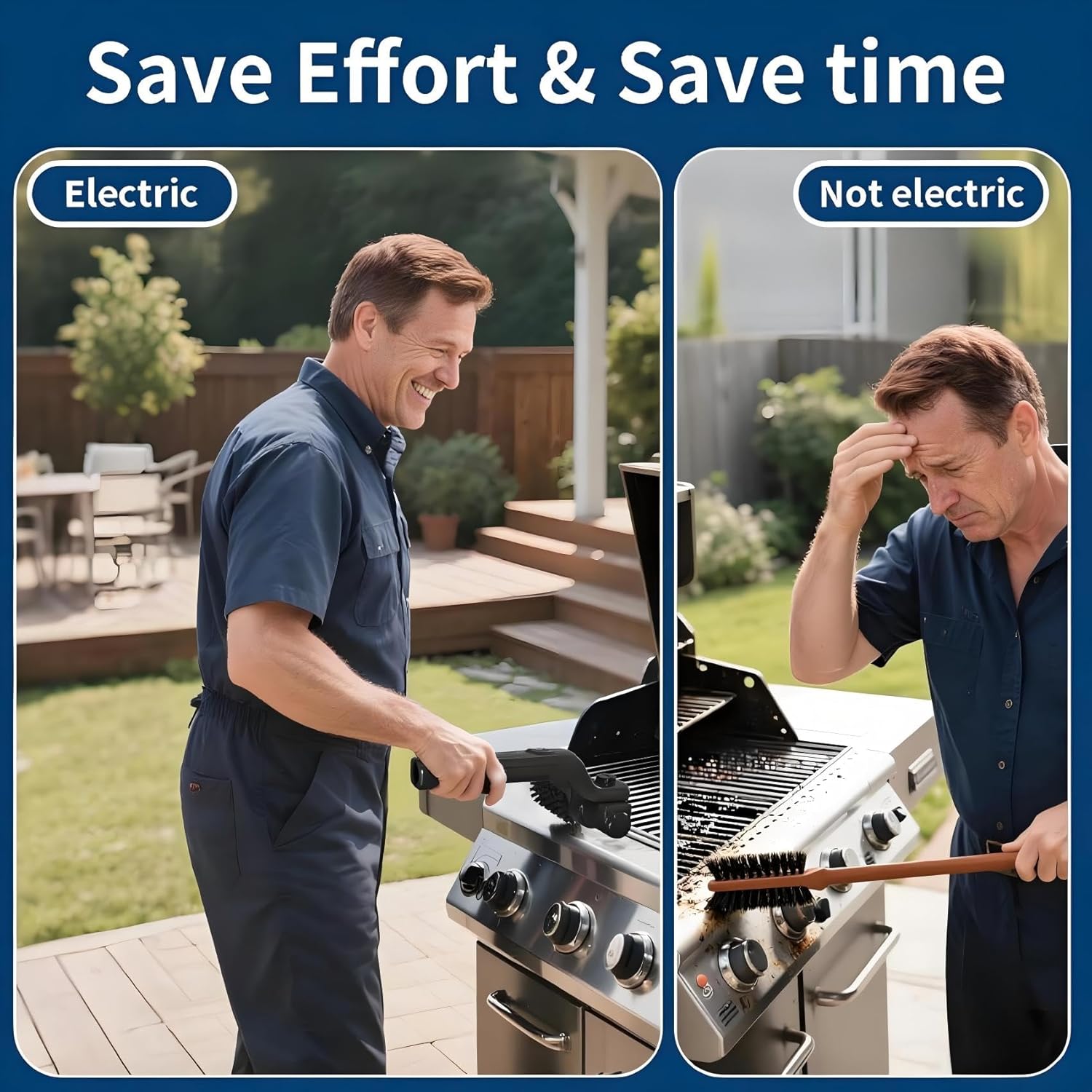 Electric Grill Brush Rechargeable, 3 Powerful Speed BBQ Grill Brush for Outdoor Grill, 180° Adjustable, Stainless Steel Rotary Brush Head, Automatic Grill Cleaning Brush for Camping Outdoor Grill