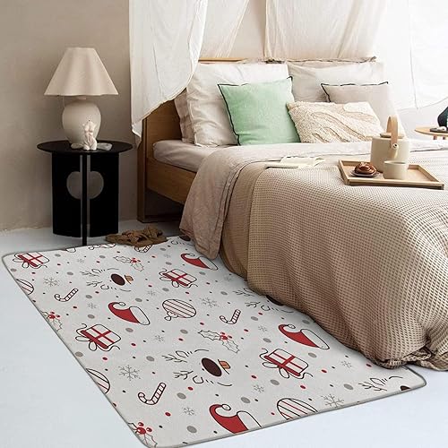 Miniatura 9 de Alfombra de Navidad y decoración del hogar, alfombra de 2 x 3 pies, alfombras de reno para entrada, sala de estar, dormitorio, alfombra de Navidad