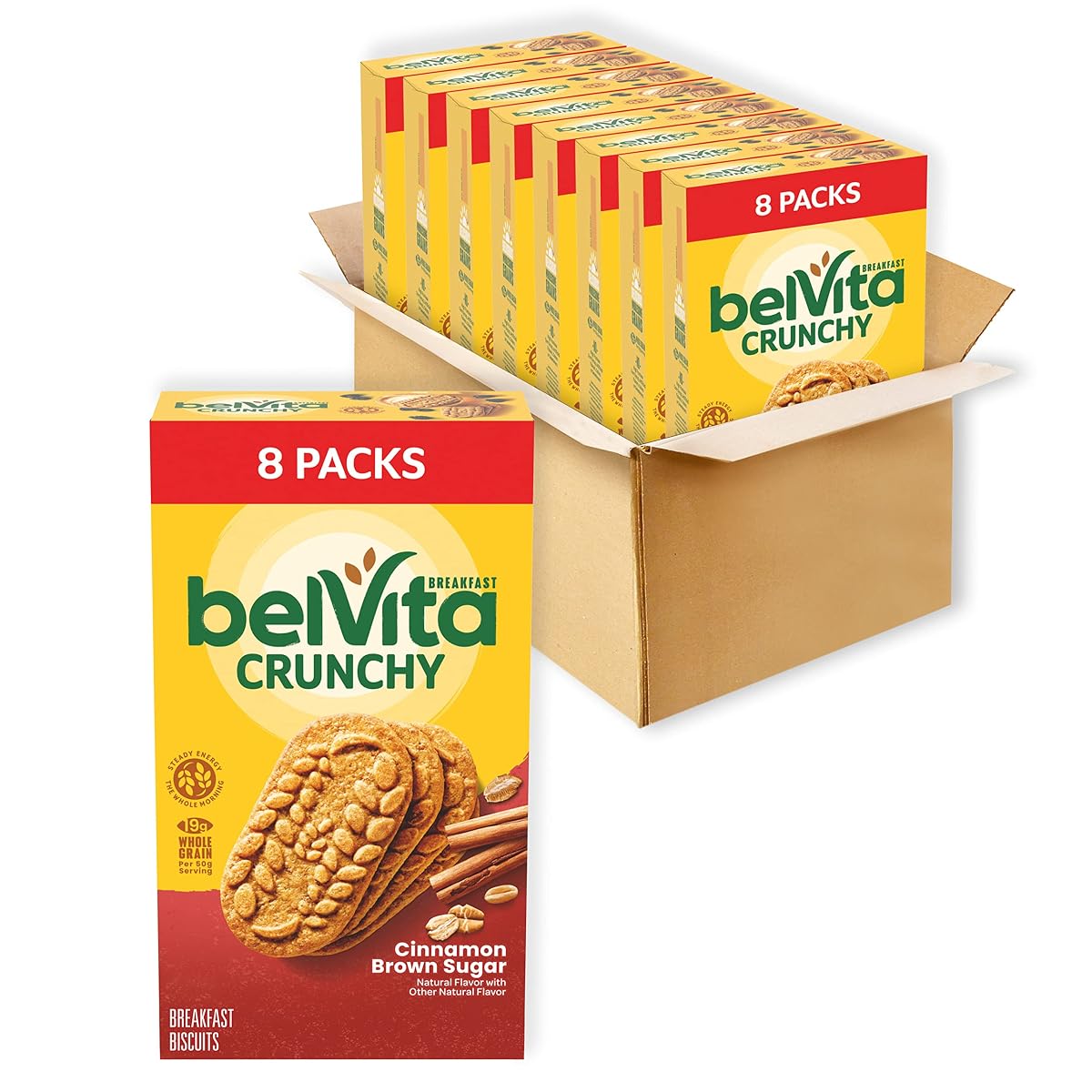 belVita Cinnamon Brown Sugar Breakfast Biscuits, 64 Total Packs